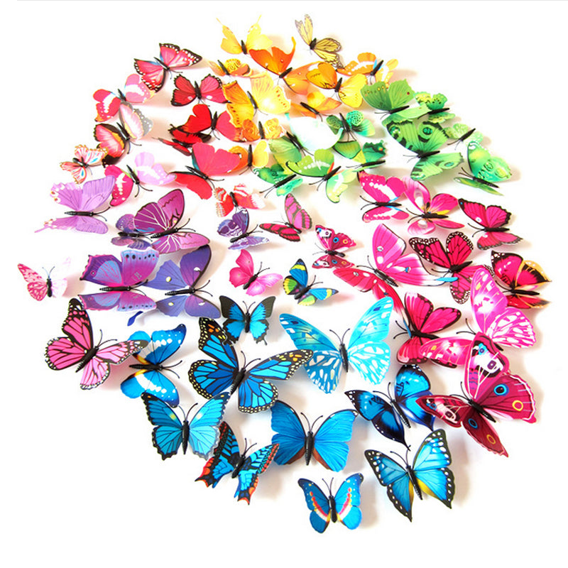 12 Pcs/set 3D PVC Double Butterfly Wall Sticker Butterfly on the wall Home Decor New Arrival Fridage stickers Decoration